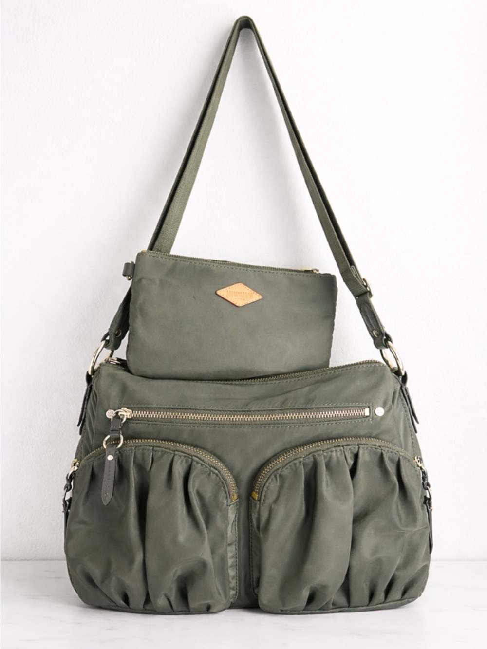 MZ Wallace Paige Crossbody Shoulder Bag in Olive Green